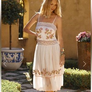 Chasing Unicorns Cream Floral Embroidered Midi Dress